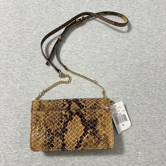 Michael Kors Sloan Crossbody Bag Womens One Size Sand Snake Leather Chain - Picture 4 of 15